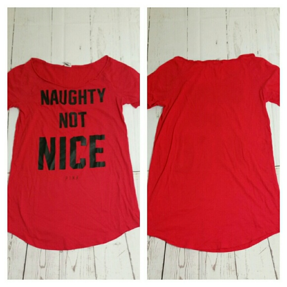 VICTORIA'S SECRET PINK naughty not nice tee S… - Picture 1 of 3